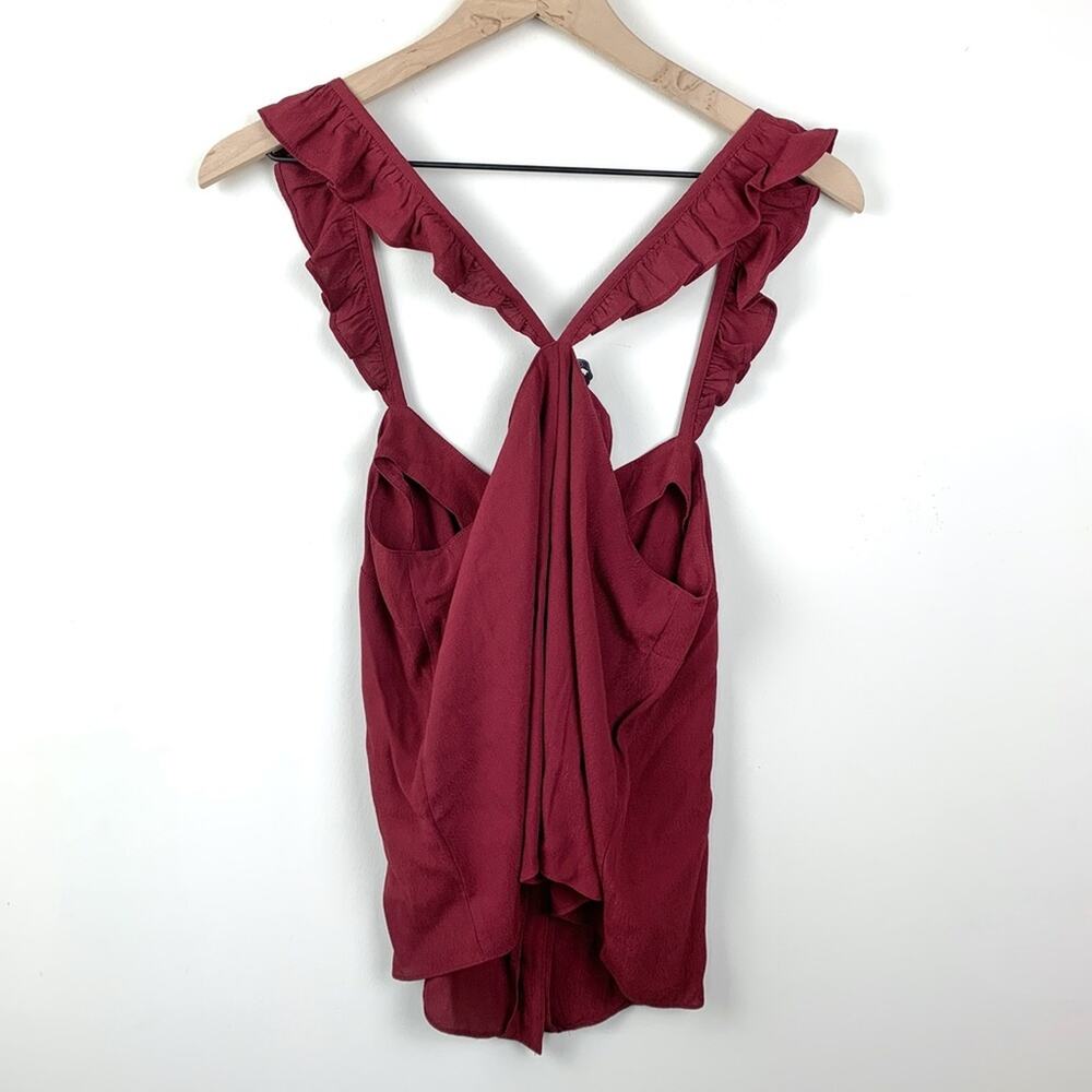 Madewell Maroon Ruffle Strap Button Front Top - Picture 6 of 6